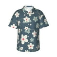 thumbnail image 1 of Qekee Blue Flower print Hawaiian Shirt for Men Short Sleeve Button Down Shirts Beach Tropical Casual Shirts, 1 of 9