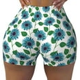 Qekee Blue Sunflowers Women Workout Shorts, Sports shorts, Scrunch Butt