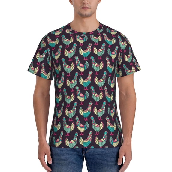 Qekee Bohemian Chicken Classic Fit T-Shirt Men's Shirt Men's Tight Short Sleeves for Exercise, Running, Mountaineering - Bohemian Chicken