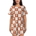 thumbnail image 1 of Qekee Brown Palms Women's Pajama Set Short Sleeve Sleepwear Summer Home Wear with Pockets Soft Short Sleeve Shirt - Brown Palms, 1 of 9