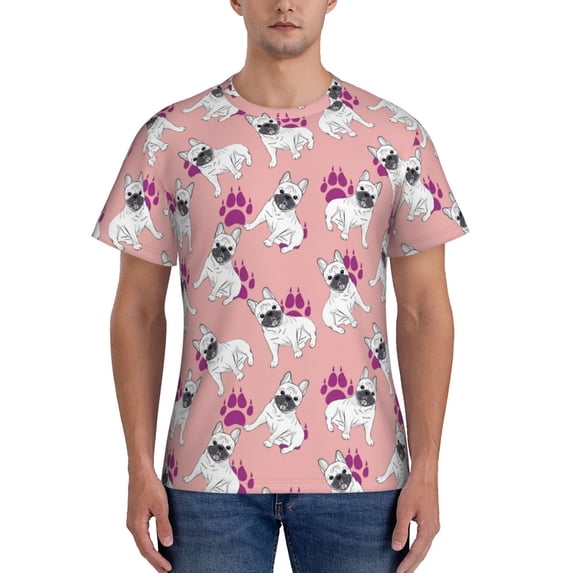 Qekee Bulldog Classic Fit T-Shirt Men's Shirt Men's Tight Short Sleeves for Exercise, Running, Mountaineering - Bulldog