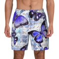 Qekee Butterflies print Mens Swim Quick Dry Stretch Swim Shorts Lining