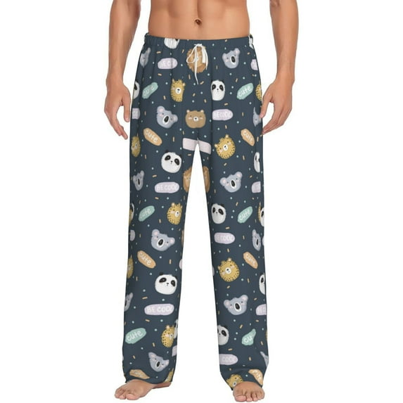 Qekee Cartoon Animals Men's Straigh Pajama Pant