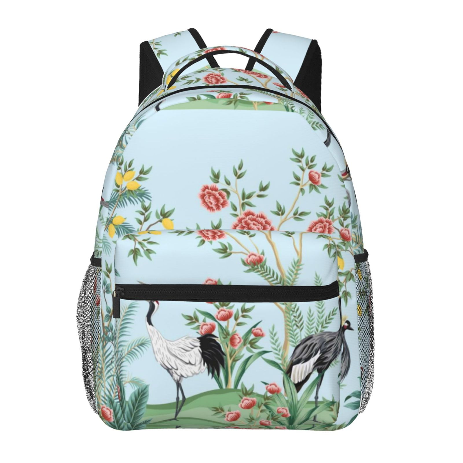 Qekee Chinoiserie Floral Palm Tree Print Backpack for Men and Women ...