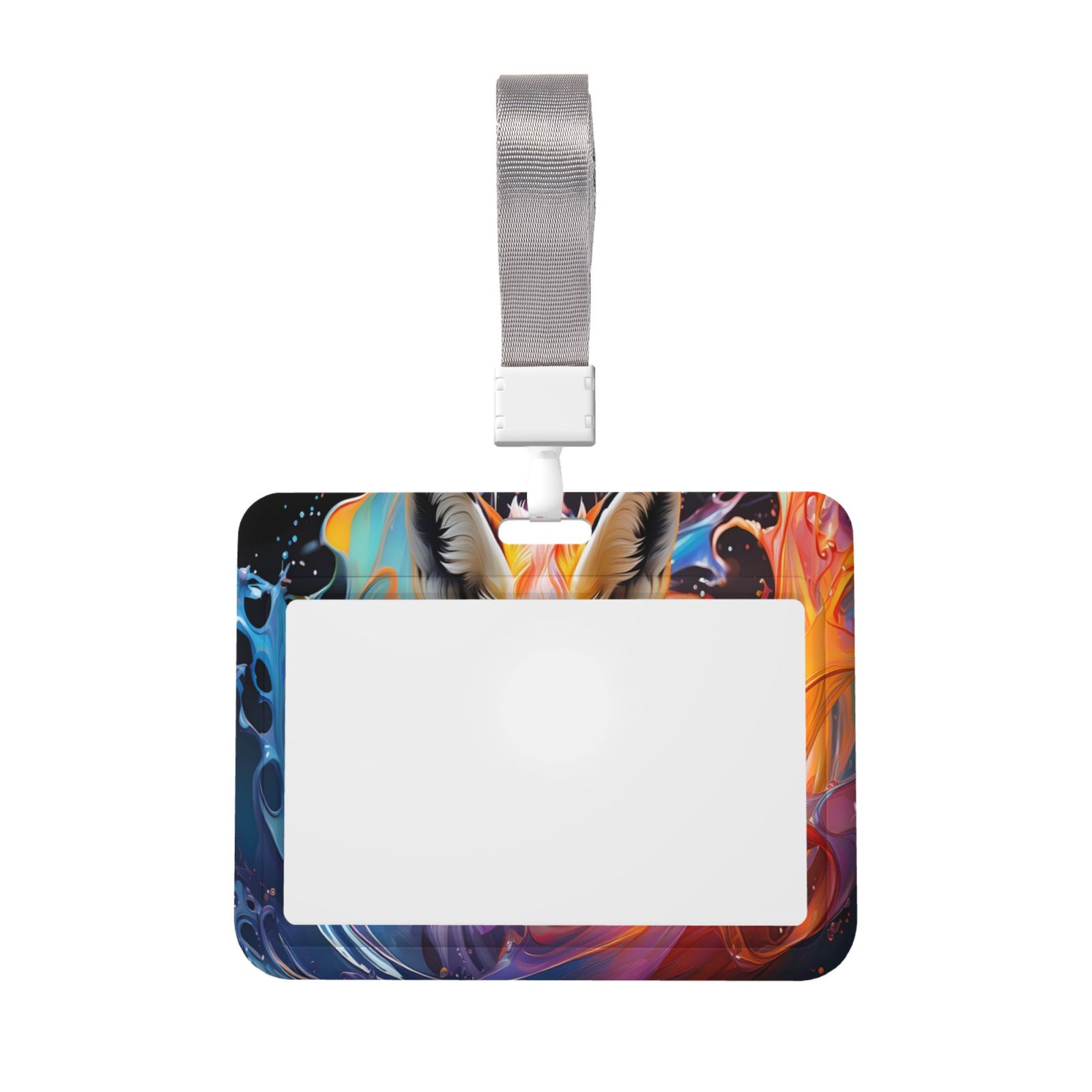 Splash Card Protection Qekee Color Splash Fox Portrait Print Card Badge Holder,Clear Name Tag ...