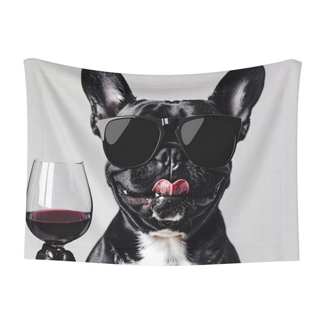 Qekee Cool French Bulldog Wine Print Pet Blankets Super Soft Fluffy