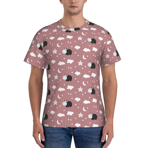 Qekee Cute Calf Classic Fit T-Shirt Men's Shirt Men's Tight Short Sleeves for Exercise, Running, Mountaineering - Cute Calf
