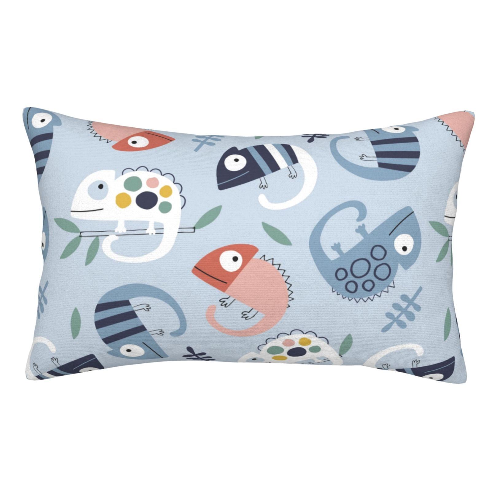 Qekee Cute Chameleons On Blue for Pillow Cases, Pillowcases for