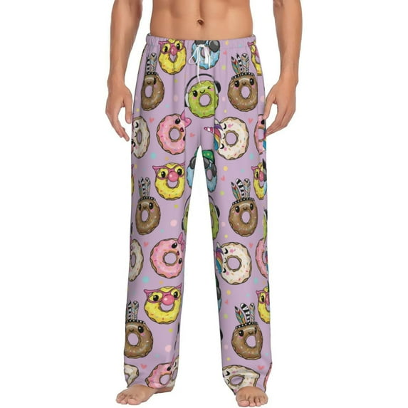 Qekee Cute Donuts Men's Straigh Pajama Pant