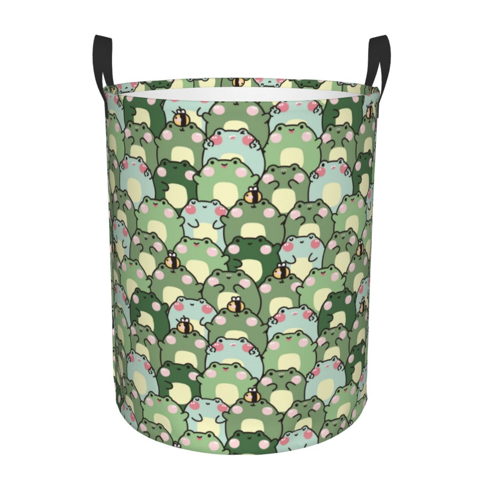 Qekee Cute Frog print Laundry Hamper Basket, Hamper Basket for Blanket