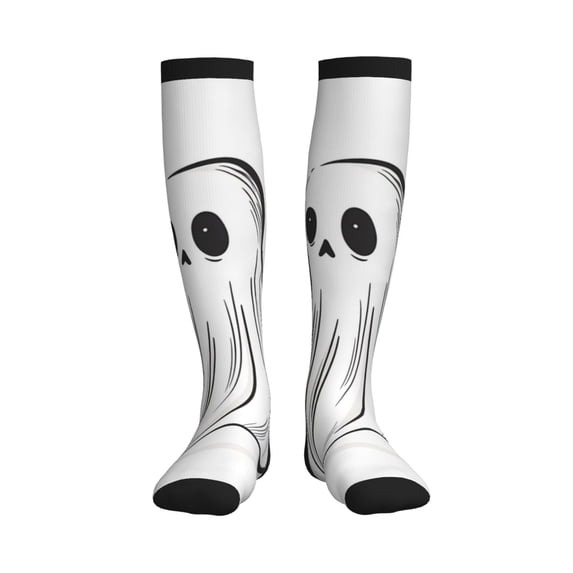 Qekee Cute Ghost Simple Drawing Pattern Compression Socks for Women and Men,Calf socks Sports Compression Socks