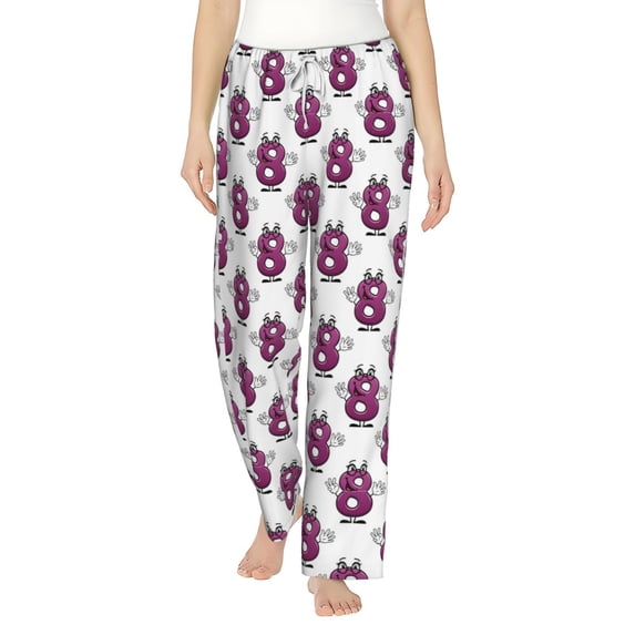 Qekee Cute Number 8 print Women Pajama Pants