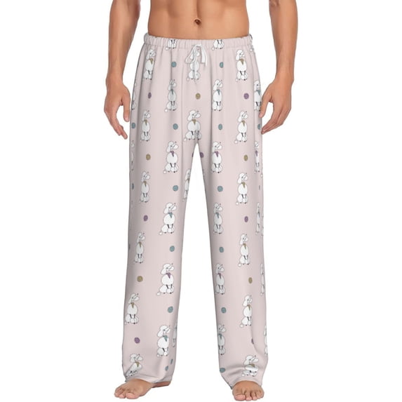 Qekee Cute Poodle Dog Men's Straigh Pajama Pant