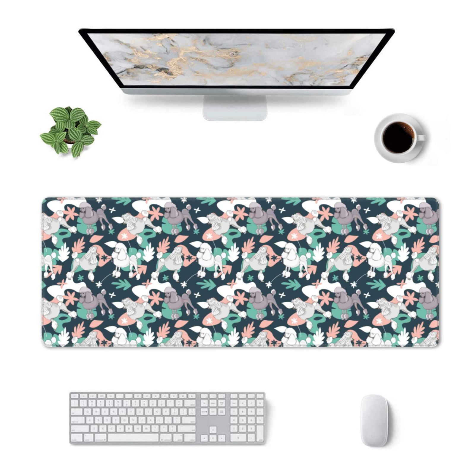 Qekee cute poodle dog print mouse pad desk pad protector office desk