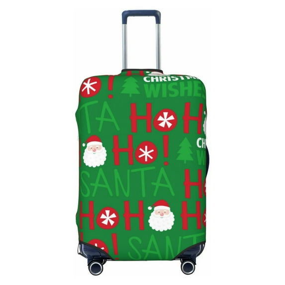 Qekee Cute Santa And Ho Ho Ho Elastic Luggage Cover, Double-sided Print, Invisible Zipper, for Travel, Business, Daily - Large