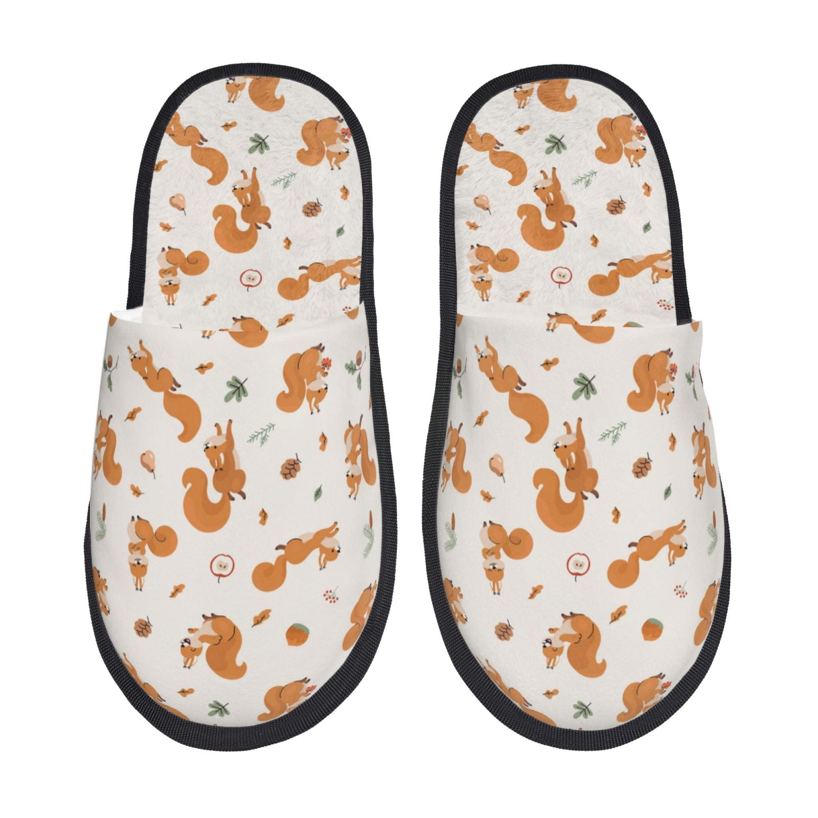 Qekee Cute Squirrel Fall print Slippers for Women and Men, Fluffy Cute ...