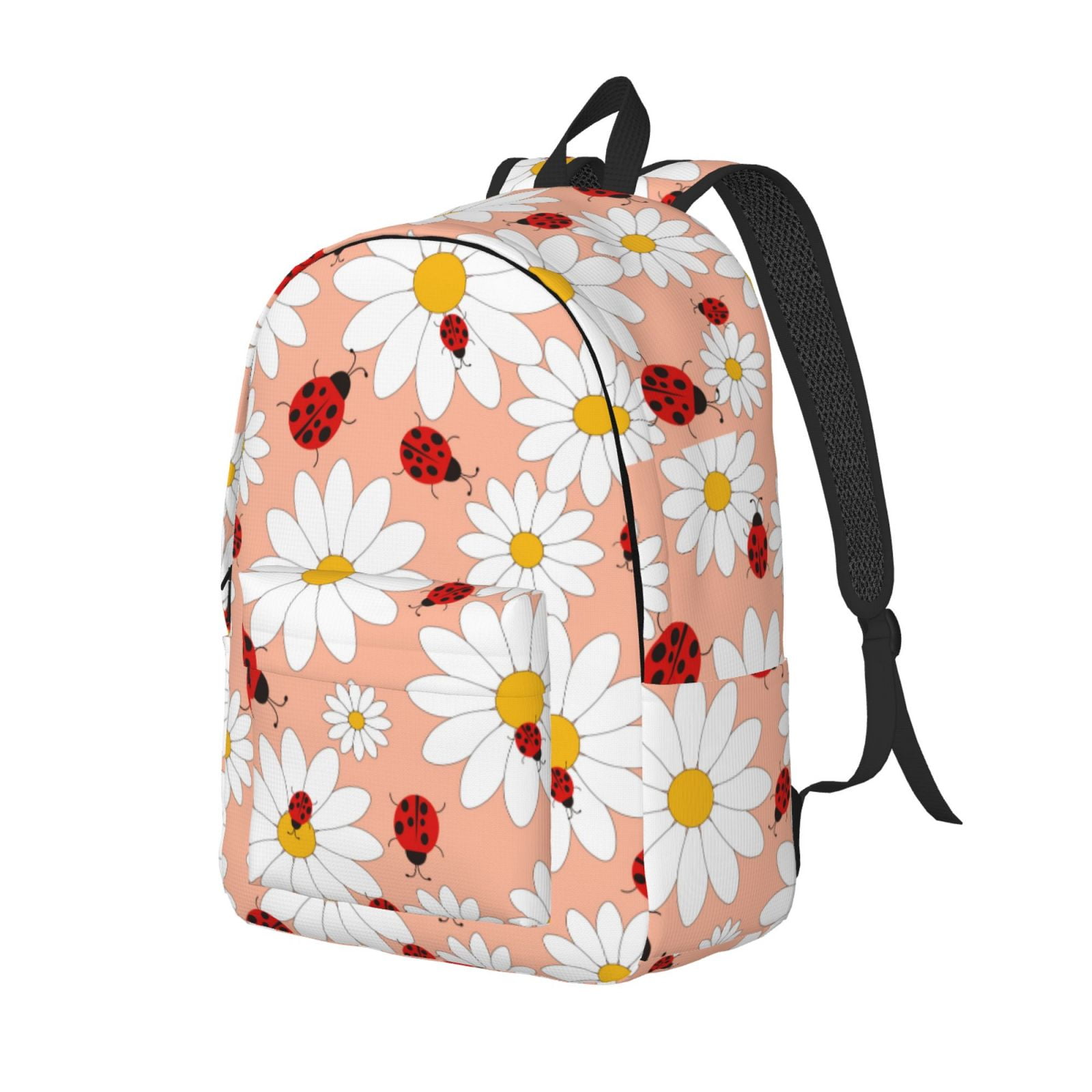 Gender Neutral Backpack Qekee Daisy and Ladybug for Canvas College Laptop Backpack is a durable ...