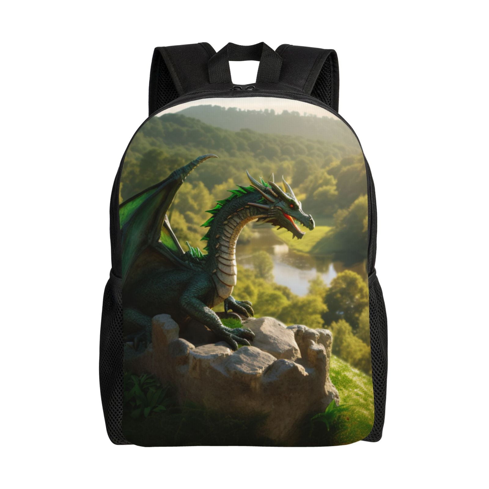 Qekee Deep Forest Stone Green Dragon print Travel Backpack for women ...