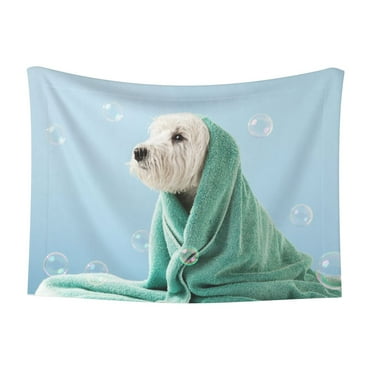 Qekee Dog Wrapped in Towel Print Pet Blankets Super Soft Fluffy Premium Pet Blanket Flannel Throw for Dog Puppy Cat-Small