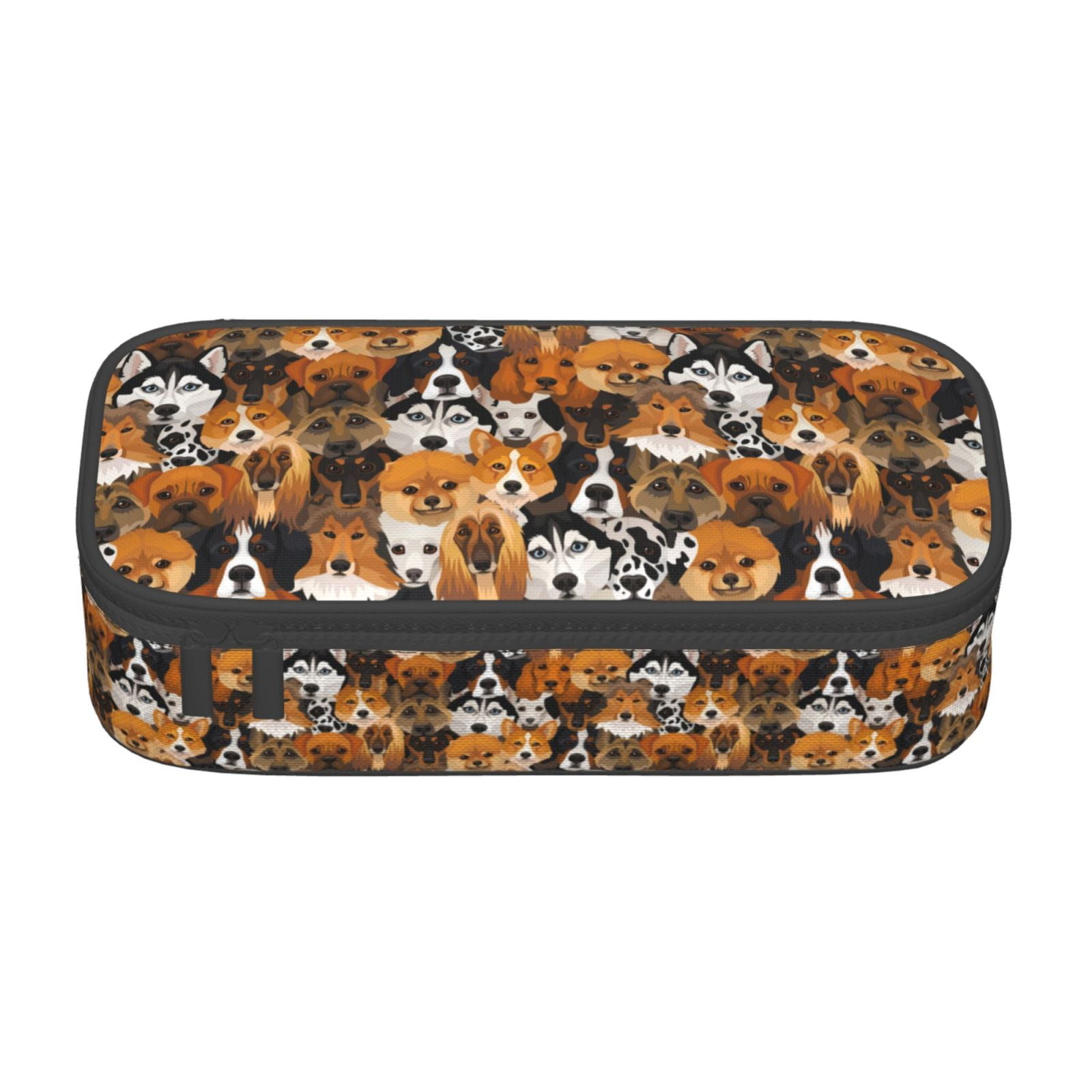 Qekee Dogs Different Breeds print Large Pencil Case, Aesthetic Pen