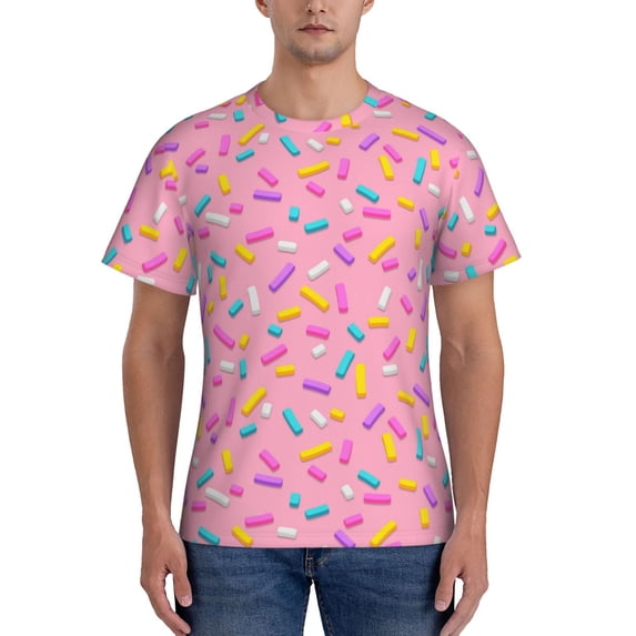 Qekee Donut Classic Fit T-Shirt Men's Shirt Men's Tight Short Sleeves for Exercise, Running, Mountaineering - Donut