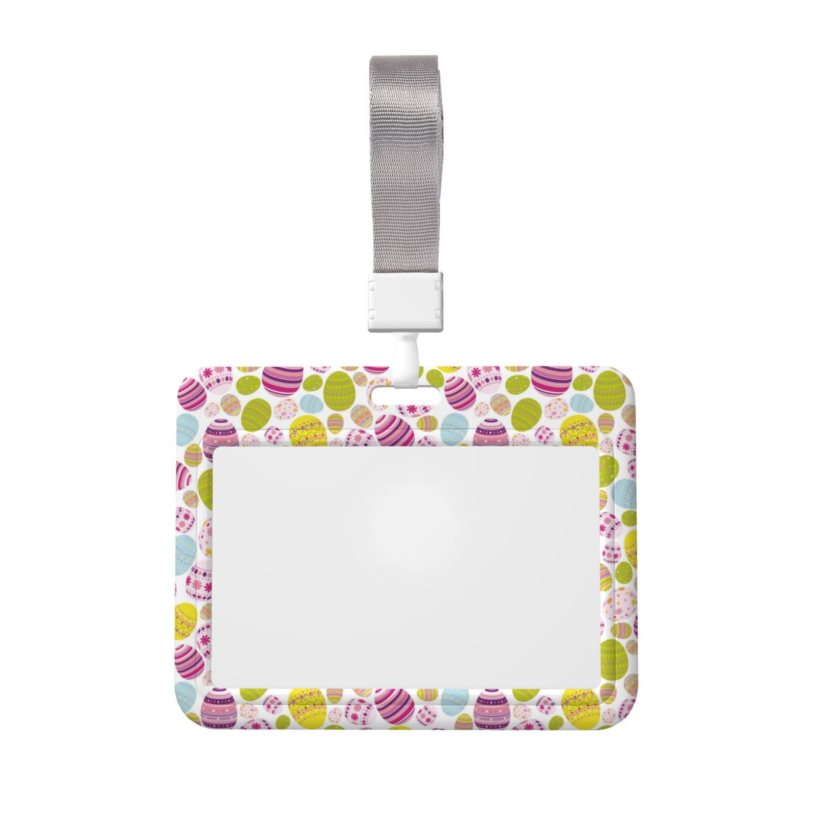 Qekee Easter Egg Print Card Badge Holder,Clear Name Tag ID Card ...
