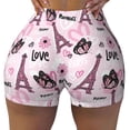 thumbnail image 1 of Qekee Eiffel Tower and Butterflies Women Workout Shorts, Sports shorts, Scrunch Butt Lifting Gym Shorts, Breathable Soft - Small, 1 of 9