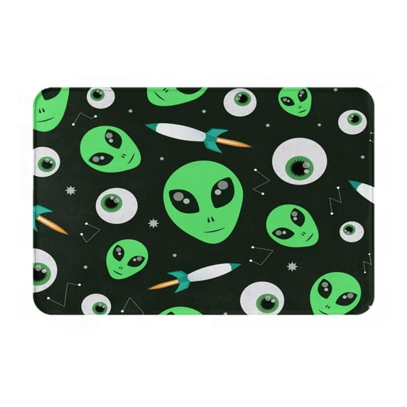 Qekee Eyeball Monster Print Flannel Non-Slip Floor Mat 16x24in, Secure Grip Floor Mat, Floor Rrip Liner for Kitchen, Bedroom, Bathroom, Living Room