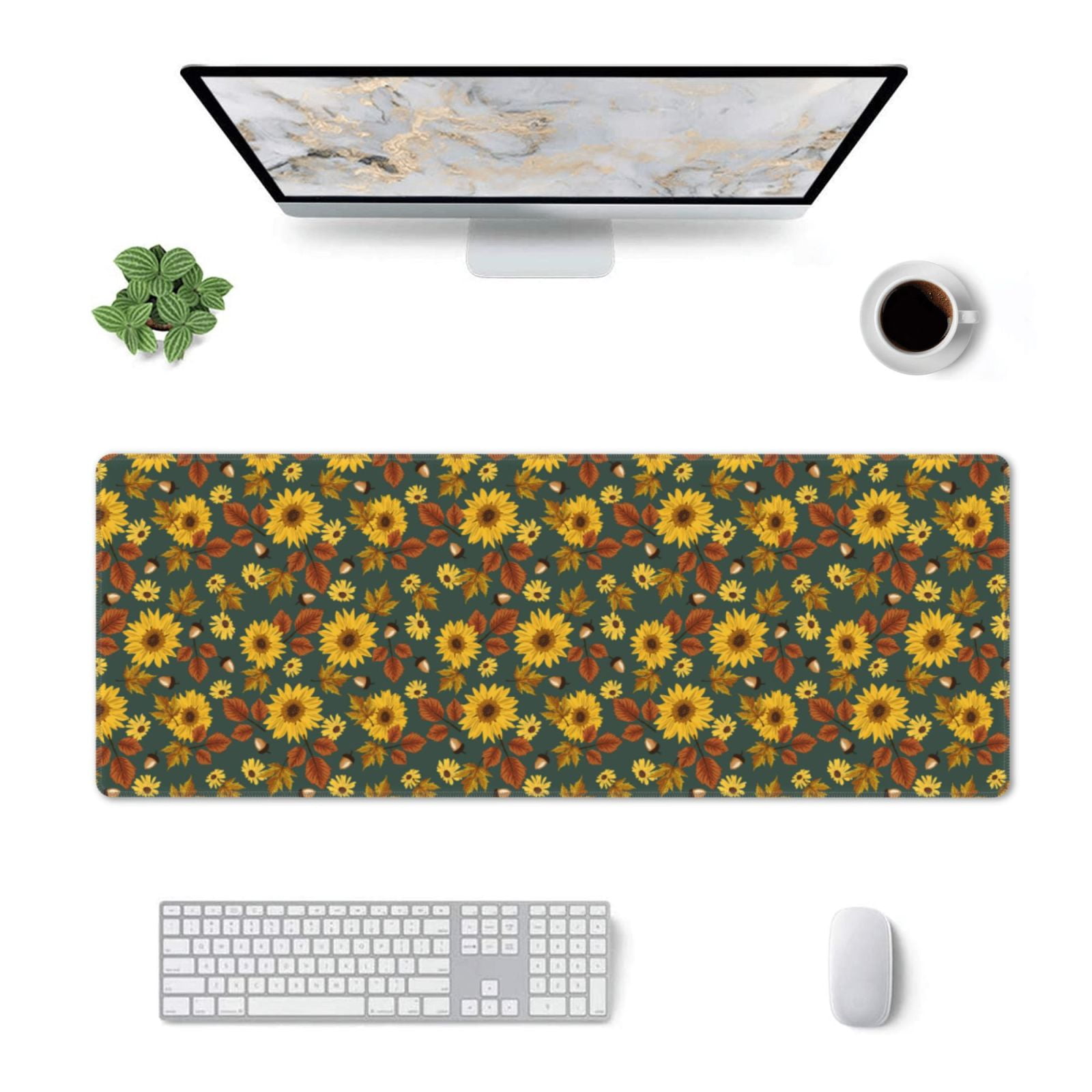 Qekee Fall Daisy Leaf Nuts Print Mouse Pad,Desk Pad Protector,Office ...