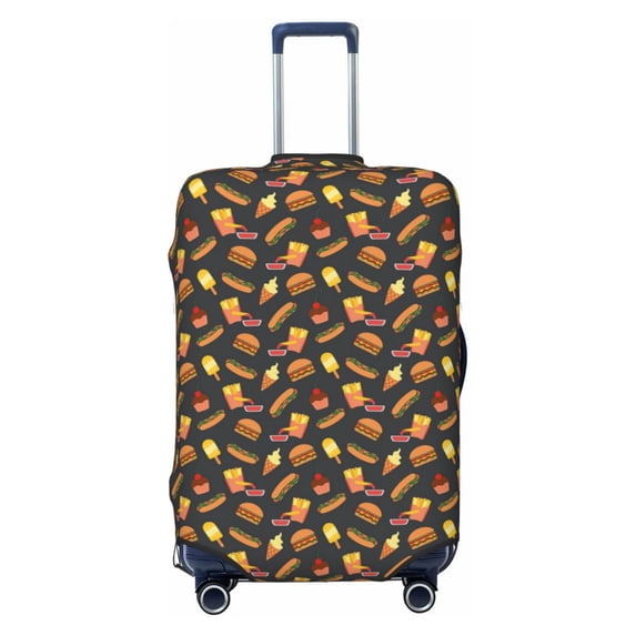 Qekee Fast Food Elastic Luggage Cover, Double-sided Print, Invisible Zipper, for Travel, Business, Daily - X-Large