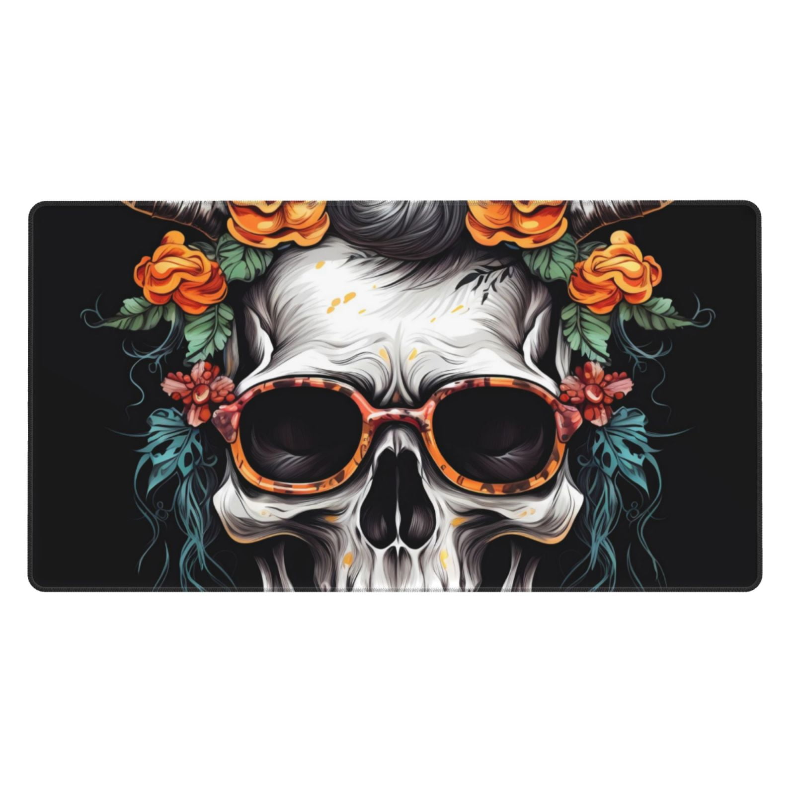 Qekee Flower Horn Skull A Print Desk Pad Protector,Mouse Pad,Office ...