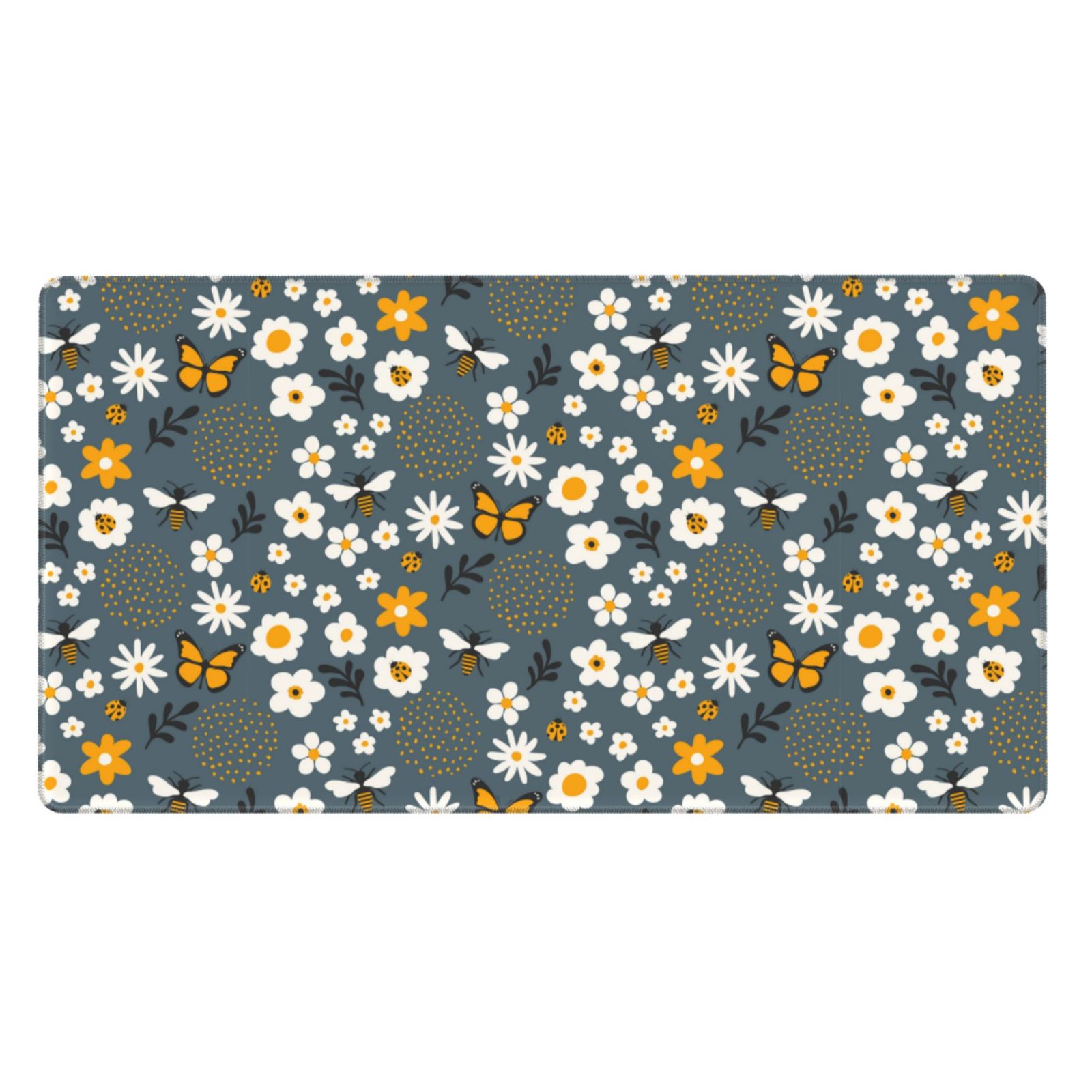 Qekee Flowers And Bee Print Desk Pad Protector Mouse Pad Office Desk Qekee flowers and bee print desk pad protector mouse pad office desk