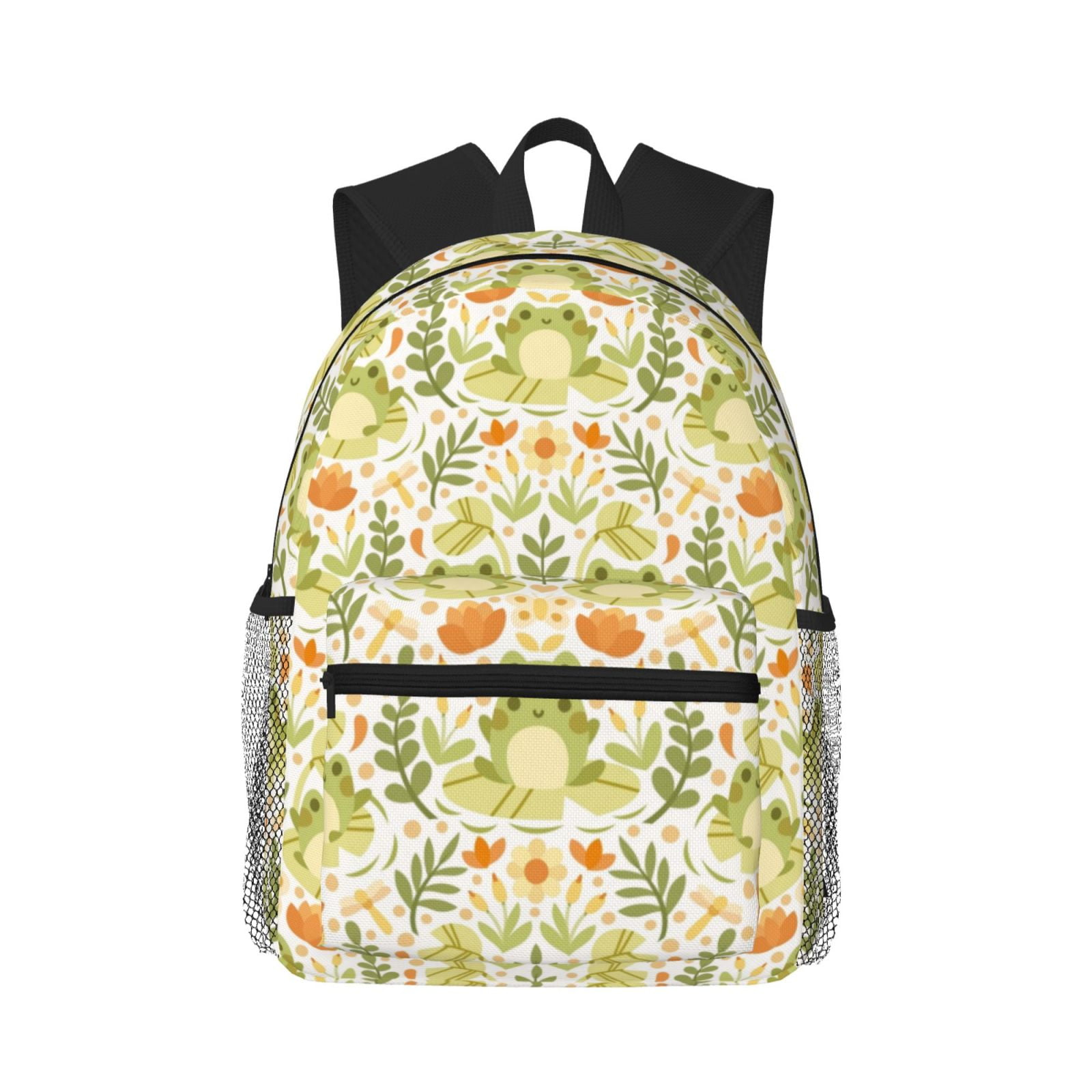 Qekee Frogs And Botanical print Backpack for Men and Women Basic