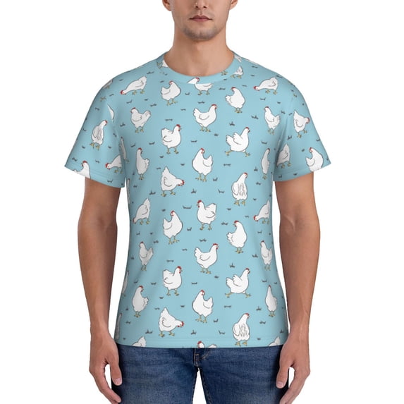 Qekee Funny Chicken Classic Fit T-Shirt Men's Shirt Men's Tight Short Sleeves for Exercise, Running, Mountaineering - Funny Chicken