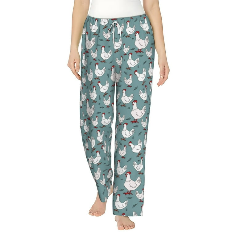 Qekee Funny Chicken print Women Pajama Pants