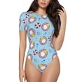 thumbnail image 1 of Qekee Gnome Pool Party Women's Crew Neck Body Suits, Short Sleeve Bodysuit, Basic Swimsuit, Leotard Clothing for Dating, Daily Life - Large, 1 of 9