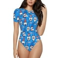 thumbnail image 1 of Qekee Gnomes in USA Women's Crew Neck Body Suits, Short Sleeve Bodysuit, Basic Swimsuit, Leotard Clothing for Dating, Daily Life - Medium, 1 of 9