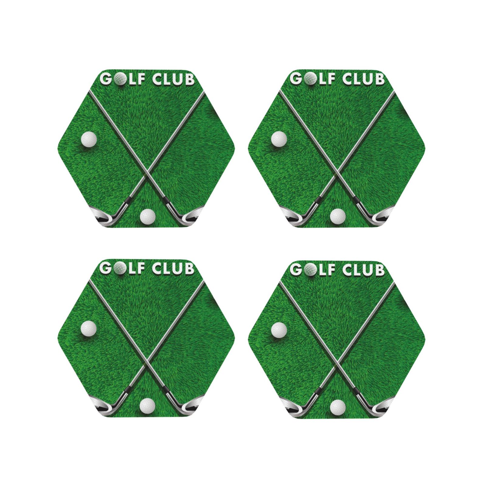 Golf Course Coaster Qekee Golf Sport Club Print PU Leather Absorbent Coasters,Leather ...
