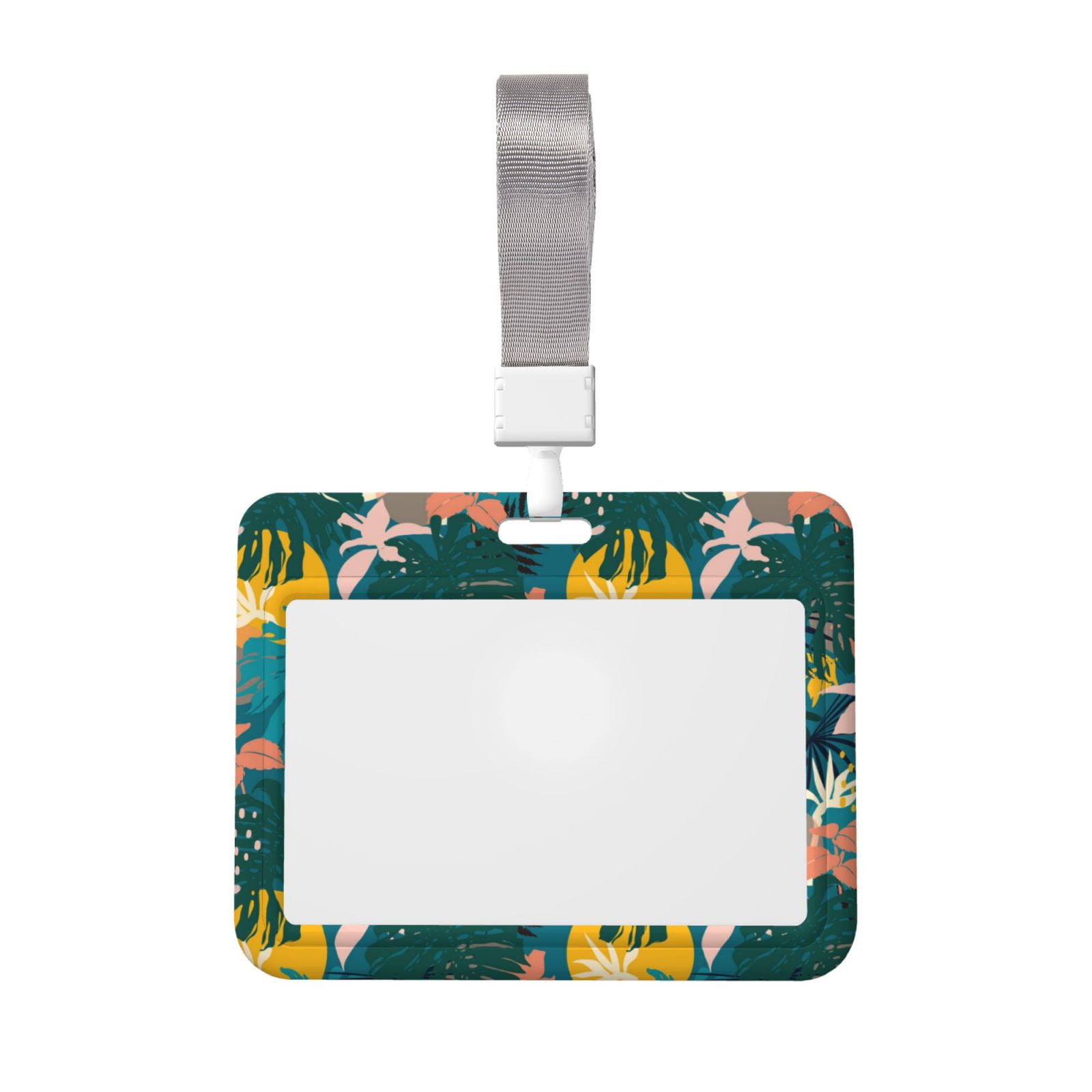 Qekee Hawaiian Style Print Card Badge Holder,Clear Name Tag ID Card ...