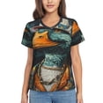 thumbnail image 1 of Qekee Hip-Hop Duck for Women's V Neck T Shirts Half Sleeve Tops Summer Tees-Small, 1 of 5