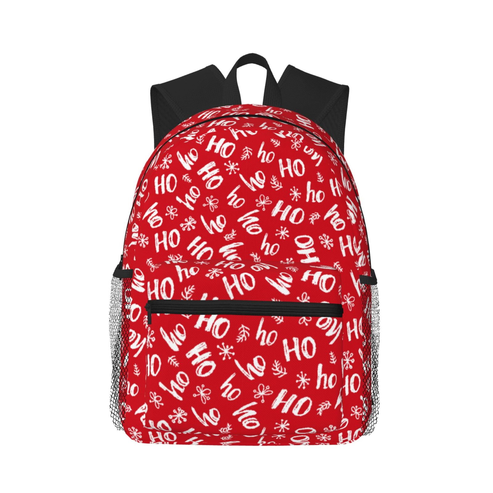 Qekee Hohoho print Backpack for Men and Women Basic Bookbag Casual