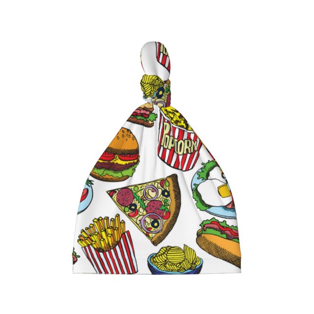 Qekee Hot Dog With One Sausage Print Newborn Baby Hospital Hat for Boy