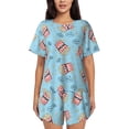 thumbnail image 1 of Qekee I Am A Fan Popcorn Women's Pajama Set Short Sleeve Sleepwear Summer Home Wear with Pockets Soft Short Sleeve Shirt - I Am A Fan Popcorn, 1 of 9