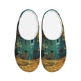 thumbnail image 1 of Qekee Impressionist Village Sky Print TPR Cotton Slippers for Adults,Indoor Non-Slip House Shoes,Plush Home Floor Footwear Unisex-13, 1 of 7