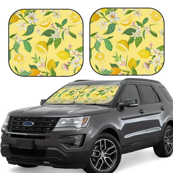 Qekee Lemon Foldable Car Sun Shade - 2-Pack, Car Windshield Sunshades, Foldable - Small