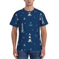 thumbnail image 1 of Qekee Lighthouses and Anchors Classic Fit T-Shirt Men's Shirt Men's Tight Short Sleeves for Exercise, Running, Mountaineering - Lighthouses and Anchors, 1 of 9
