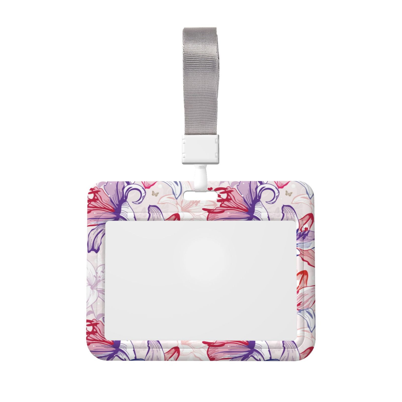 Qekee Lilies Flowers Print Card Badge Holder,Clear Name Tag ID Card ...