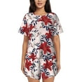 thumbnail image 1 of Qekee Lilies Flowers Women's Pajama Set Short Sleeve Sleepwear Summer Home Wear with Pockets Soft Short Sleeve Shirt - Lilies Flowers, 1 of 9