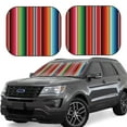 thumbnail image 1 of Qekee Mexican Serape Blanket Stripes Foldable Car Sun Shade - 2-Pack, Car Windshield Sunshades, Foldable - Large, 1 of 7