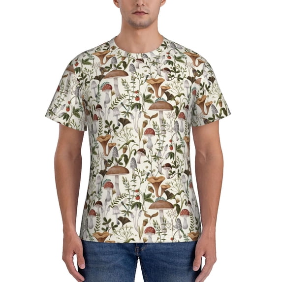 Qekee Mushroom Garnish Classic Fit T-Shirt Men's Shirt Men's Tight Short Sleeves for Exercise, Running, Mountaineering - Mushroom Garnish